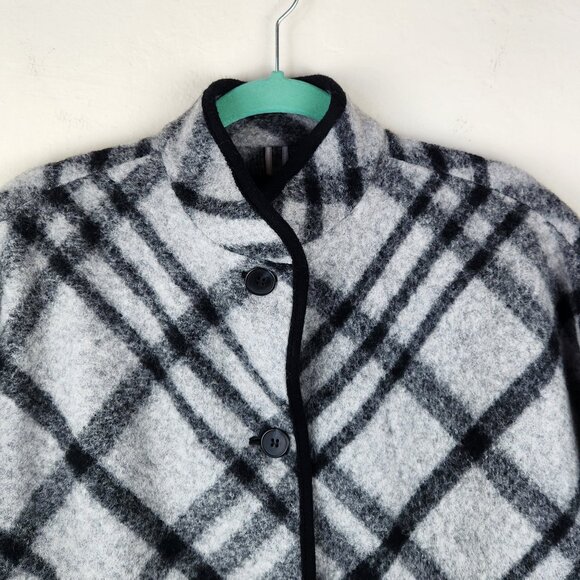 Talbots Wool Blend Plaid Oversized Button Front Poncho Cape PP (XSP) - Picture 3 of 13